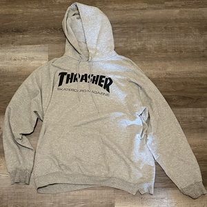 Thrasher Hooded Ash grey sweatshirt